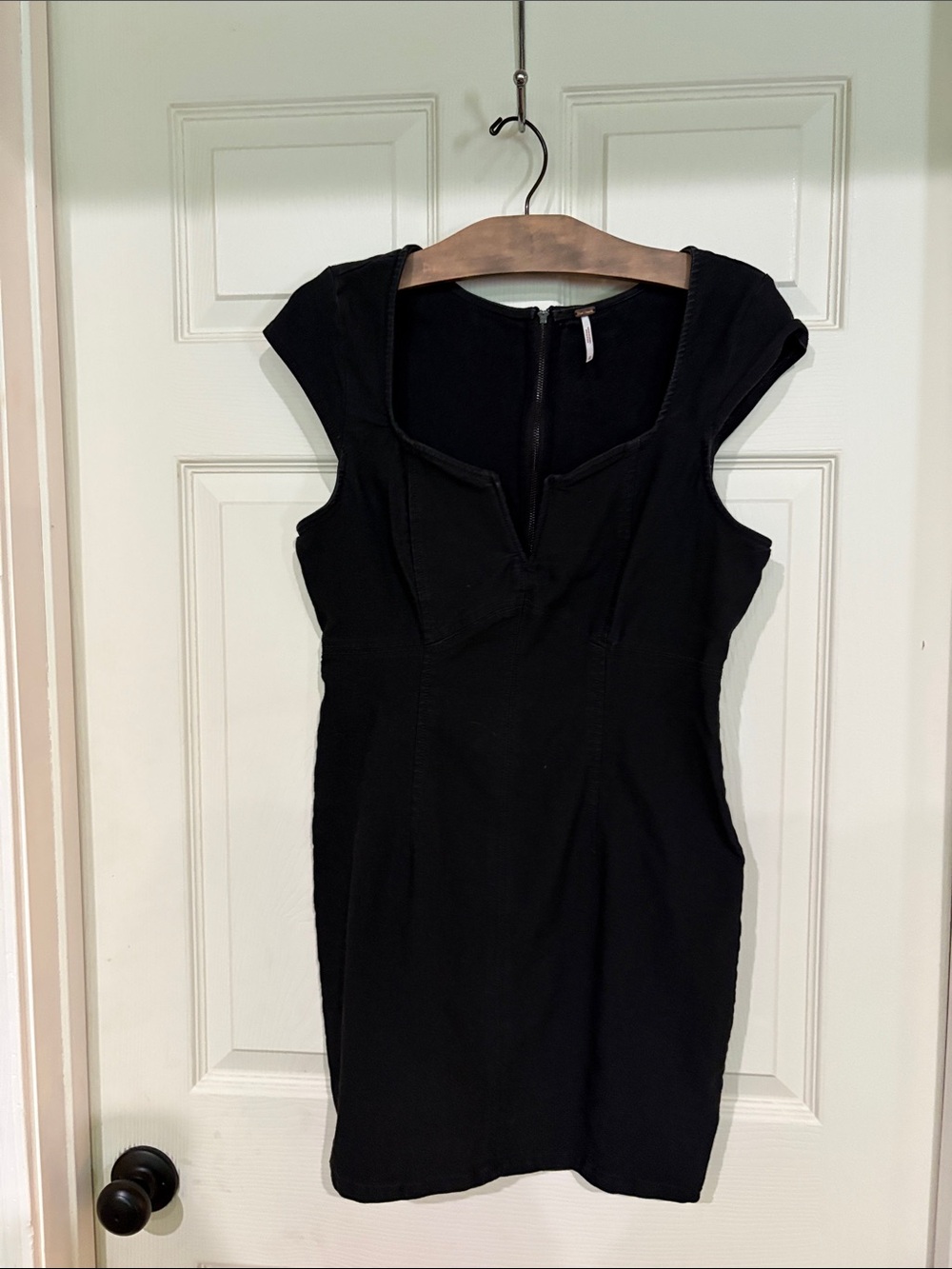 Free People Black Cap-Sleeve Mini Dress